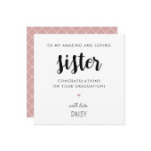 Aangepast modern en Schattige zuster Afstuderen Kaart (Voorkant / Achterkant in situ)