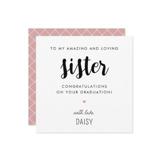 Aangepast modern en Schattige zuster Afstuderen Kaart (Voorkant / Achterkant in situ)