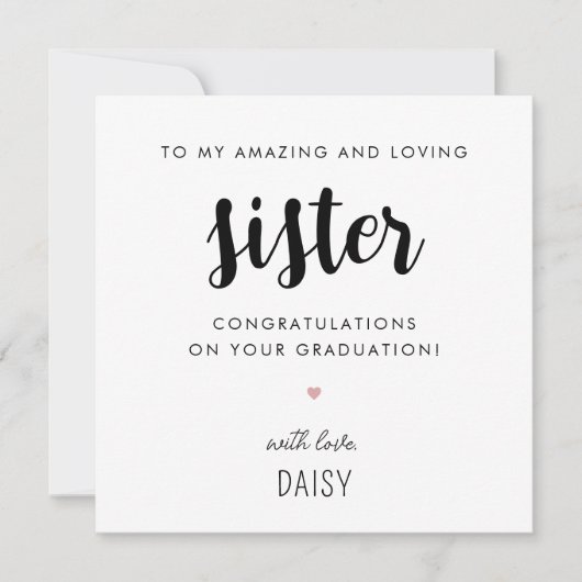 Aangepast modern en Schattige zuster Afstuderen Kaart (Voorkant)