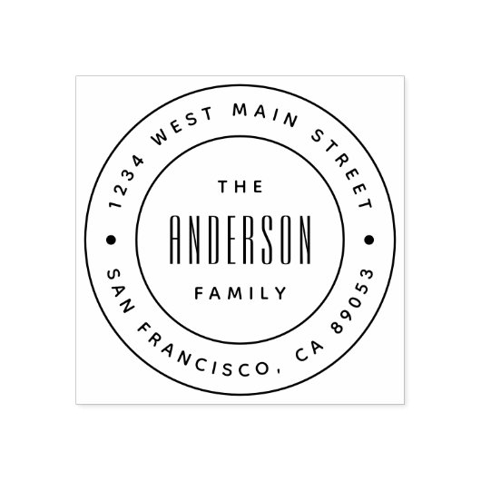 Aangepast modern familienaam Ronde Return-adres Rubberstempel (Afrduk)