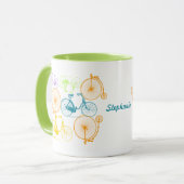 Aangepast  modern fietsenneonpatroon mok (Voorkant links)