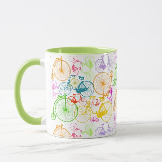 Aangepast modern fietsenneonpatroon mok (Links)