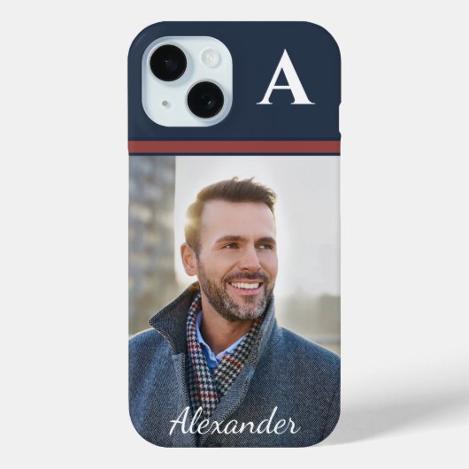 Aangepast modern foto-Afbeelding monogram personal Case-Mate iPhone Case (Achterkant)