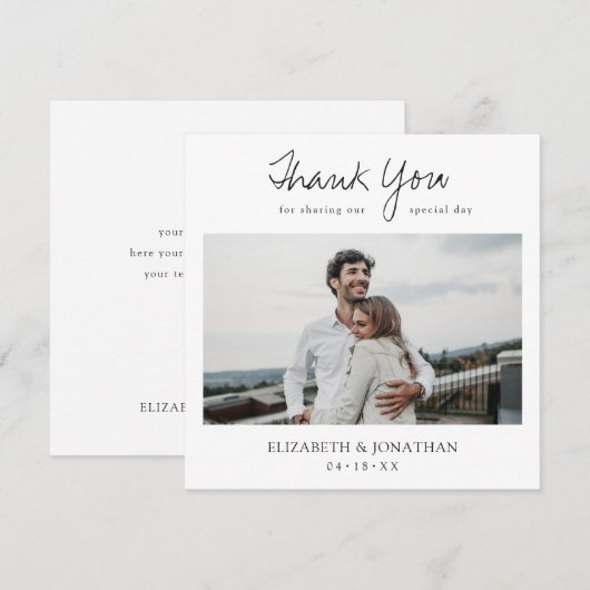 Aangepast modern fotohuwelijk bedankkaart (Voorkant / Achterkant)