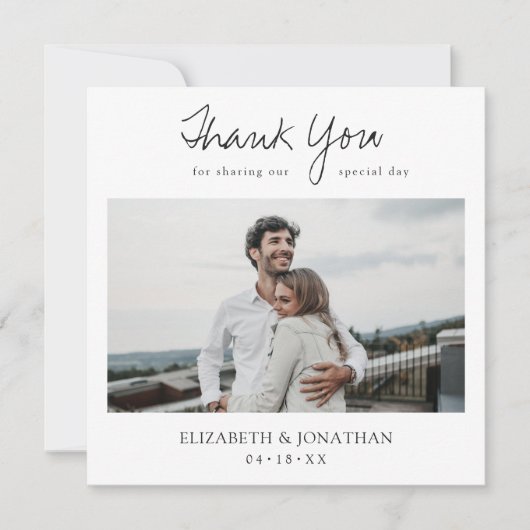 Aangepast modern fotohuwelijk bedankkaart (Voorkant)