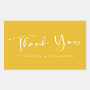 Aangepast modern geel trouw-thank you-script rechthoekige sticker