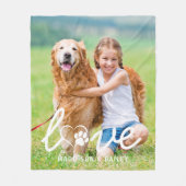 Aangepast Modern GELIEFDE Huisdier Foto Pootafdruk Fleece Deken (Voorkant)