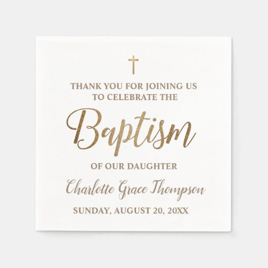Aangepast modern goud en wit babymeisje servet (Voorkant)