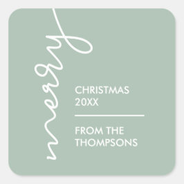 Aangepast modern groen kerstscript vierkante sticker