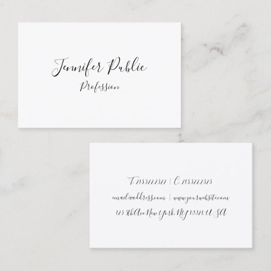 Aangepast modern handgeschreven script, eenvoudig visitekaartje (Voorkant / Achterkant)