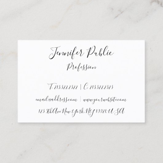 Aangepast modern handschrift script legant visitekaartje (Achterkant)