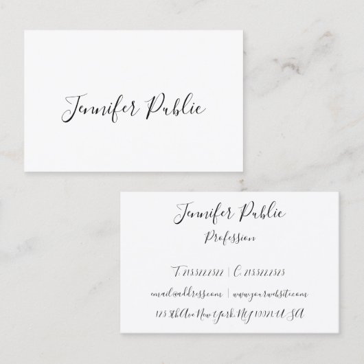 Aangepast modern handschrift script legant visitekaartje (Voorkant / Achterkant)