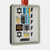 Aangepast Modern Hanukkah 9 Foto Collage Metalen Ornament (Rechts)
