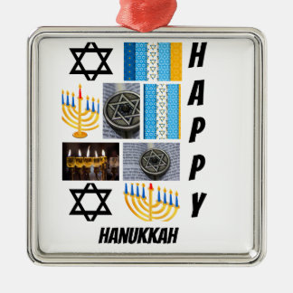 Aangepast Modern Hanukkah 9 Foto Collage Metalen Ornament