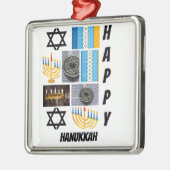 Aangepast Modern Hanukkah 9 Foto Collage Metalen Ornament (Links)