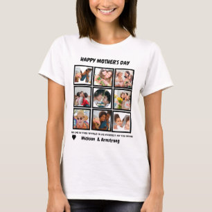 Aangepast modern Happy Mothers Dag 9 Foto Collage T-shirt