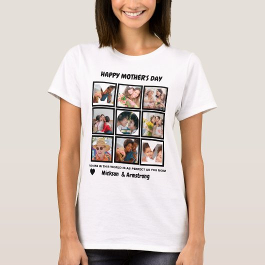 Aangepast modern Happy Mothers Dag 9 Foto Collage T-shirt (Voorkant)