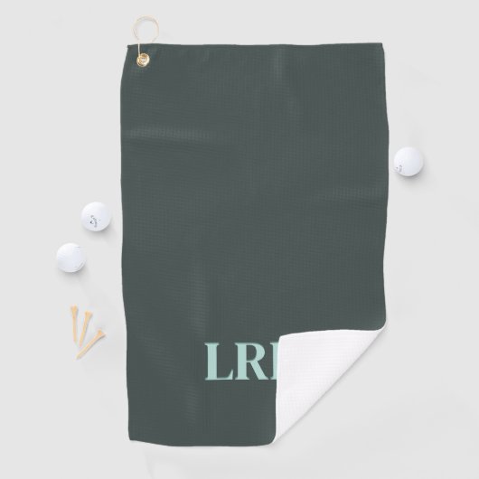 Aangepast Modern Initiaal Eenvoudig Monogram Groen Golfhanddoek (Insitu)