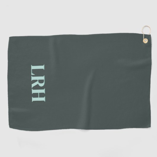 Aangepast Modern Initiaal Eenvoudig Monogram Groen Golfhanddoek (Horizontaal)