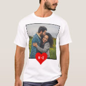 Aangepast modern Initiaal heart monogram foto's T-shirt (Voorkant)