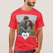 Aangepast modern Initiaal heart monogram foto's T-shirt (Voorkant)