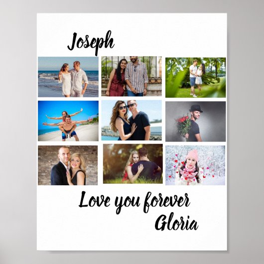 Aangepast modern Jubileum 9 Fotocollage Poster (Voorkant)