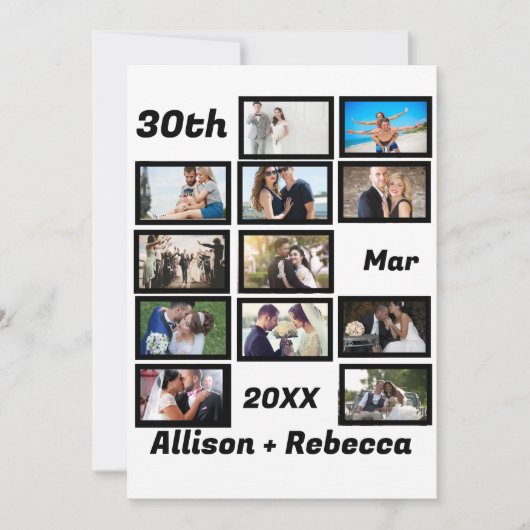 Aangepast modern Jubileum voor huwelijk 12 Foto Co Bedankkaart (Voorkant)