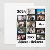 Aangepast modern Jubileum voor huwelijk 12 Foto Co Bedankkaart (Voorkant / Achterkant)