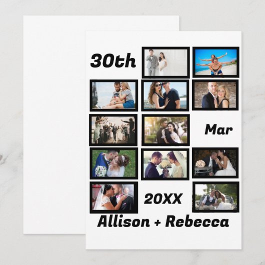 Aangepast modern Jubileum voor huwelijk 12 Foto Co Bedankkaart (Voorkant / Achterkant)