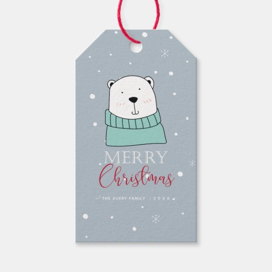 Aangepast modern kerstBeer Cadeaulabel (Voorkant)