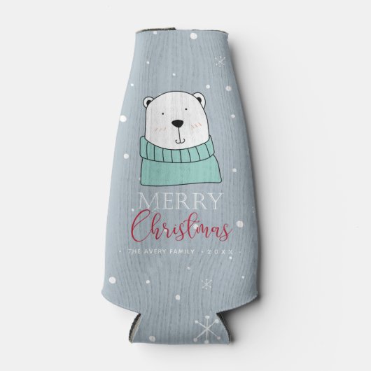 Aangepast modern kerstBeer Flesjeskoeler (Voorkant)