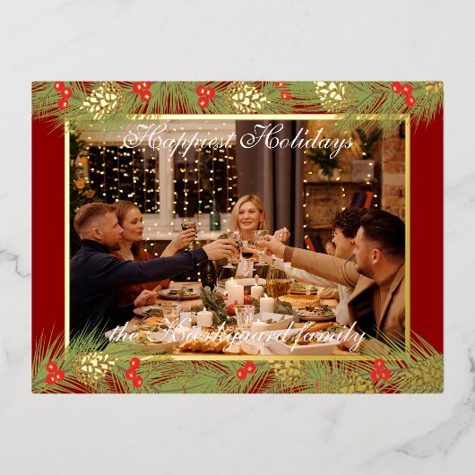 Aangepast, modern, klassiek, heerlijk goud folie feestdagen briefkaart (Voorkant)