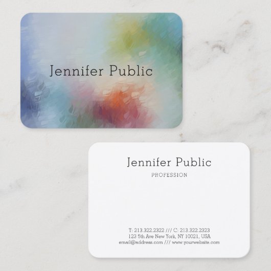 Aangepast, modern, kleurrijk Abstract art elegant Visitekaartje (Voorkant / Achterkant)
