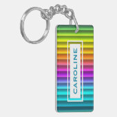 Aangepast modern kleurrijk regenboogstrips sleutelhanger (Voorkant Links)