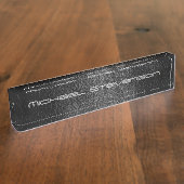 Aangepast modern lederen-effect bedrijfsnaam naambordje (Zijkant)