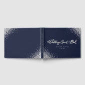 Aangepast modern marineblauw en zilveren glitter b gastenboek (Volledig)