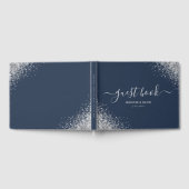 Aangepast modern marineblauw en zilveren glitter b gastenboek (Volledig)
