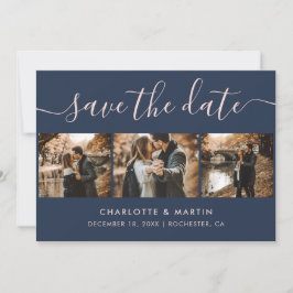 Aangepast modern marineslauw en Blush Weddenschap Save The Date