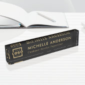 Aangepast, modern, minimalistisch bedrijfs Logo zw Naambordje