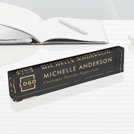 Aangepast, modern, minimalistisch bedrijfs Logo zw Naambordje