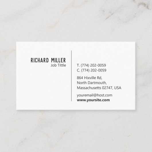 Aangepast modern minimalistisch, donkergrijs, visitekaartje (Voorkant)