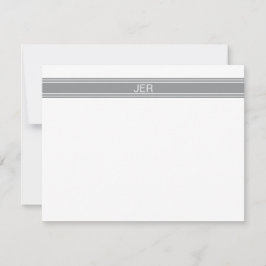 Aangepast modern minimalistisch grijs monogram notitiekaartje