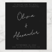 Aangepast modern, minimalistisch script bruiloft wijn etiket (Enkel label)