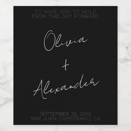 Aangepast modern, minimalistisch script bruiloft wijn etiket (Enkel label)