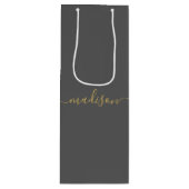 Aangepast modern, modern, grafisch script grijs wijn cadeautas (Voorkant)