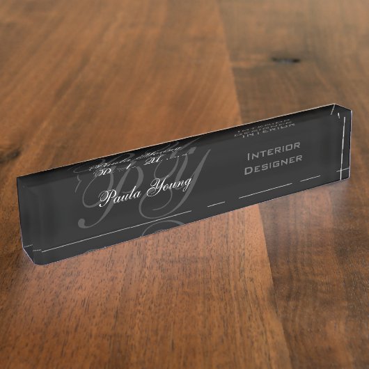 Aangepast modern Monogram 2 Naambordje (Zijkant)