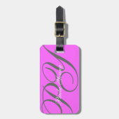 Aangepast modern Monogram 2 (roze) Bagagelabel (Voorkant verticaal)