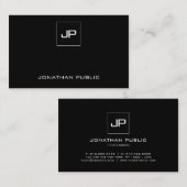 Aangepast modern monogram elegant zwart-wit visitekaartje (Voorkant / Achterkant)