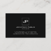 Aangepast modern monogram elegant zwart-wit visitekaartje (Achterkant)