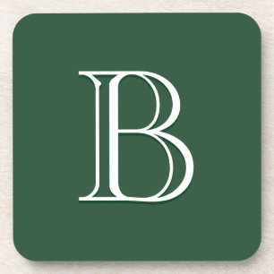 Aangepast modern monogram initiaal groen & wit bier onderzetter